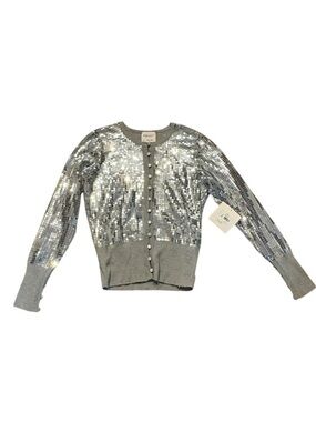 Bryan Bradley vintage y2k sequined wool cardigan sweater silver nwt wow